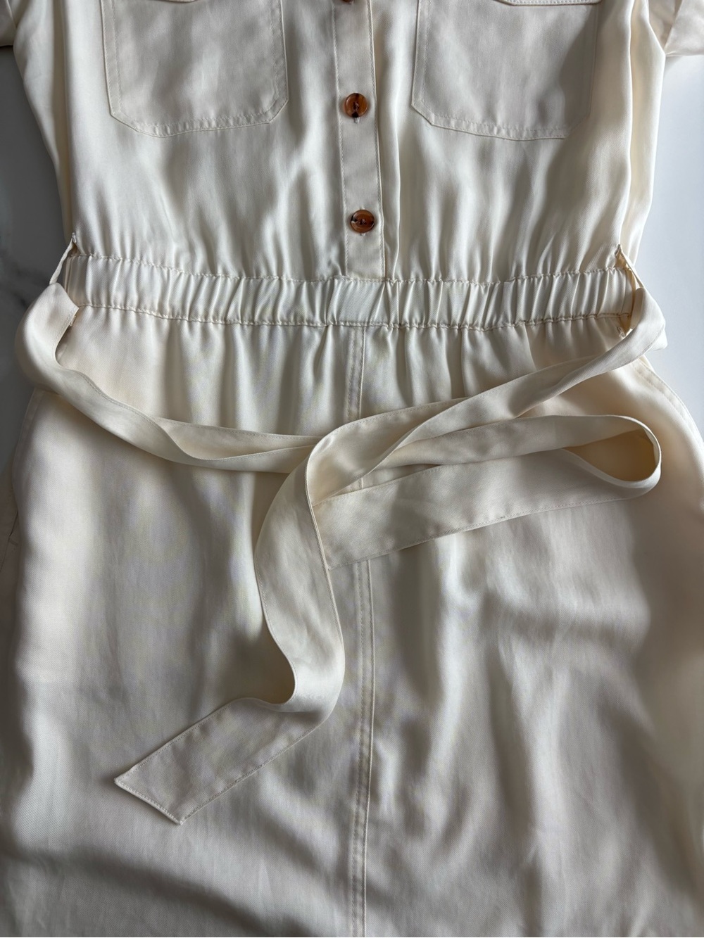 Banana Republic Off-White Utility dress 100% Tencel sz Small - Picture 10 of 14